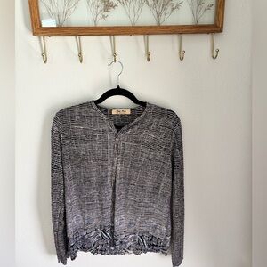 Plissé Pleat Pleat Crinkle Cardigan Jacket Top – Artsy Boho Minimalist (medium)